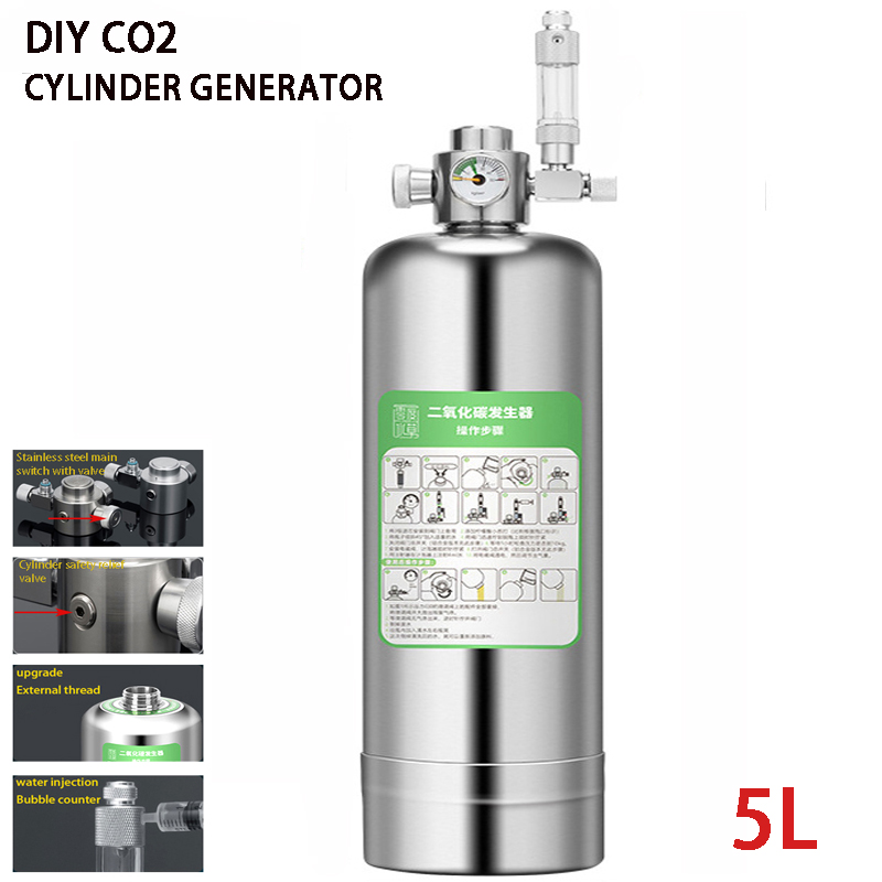Generator CO2 akuarium 5L, sis - Aquarium Liquid Carbon ulasan dan harga