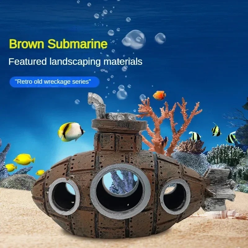Ornamen Kapal Selam Resin Deko - Aquarium Plants Live ulasan dan harga